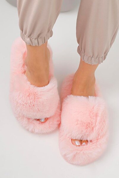 Beyond Γυναικείες παντόφλες Candy Pink Extra Soft Furry House 3cm Bynd01
