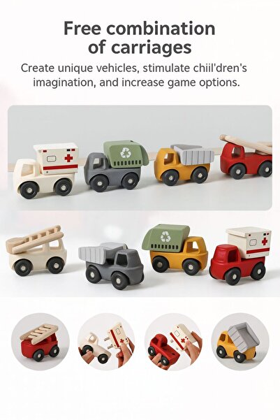 Brick Hues Montessori Silicone & Wooden Car Set