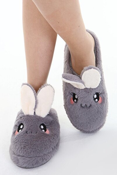 Beyond Γυναικείες Παντόφλες Σπιτιού Γκρι Rabbit Soft Furry Gondola 3cm Byndfkb01