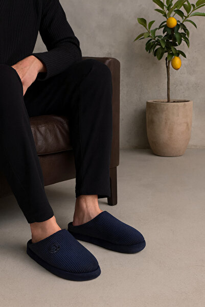 Beyond Ανδρικές Παντόφλες Σπίτι Navy Blue Velvet 3cm Byndkdf01