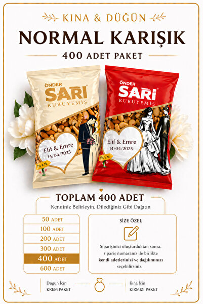 Önder Sarı Kuruyemiş Normal Karışık Düğün Ve Kına Çerezi Kişiselleştirebilir ...