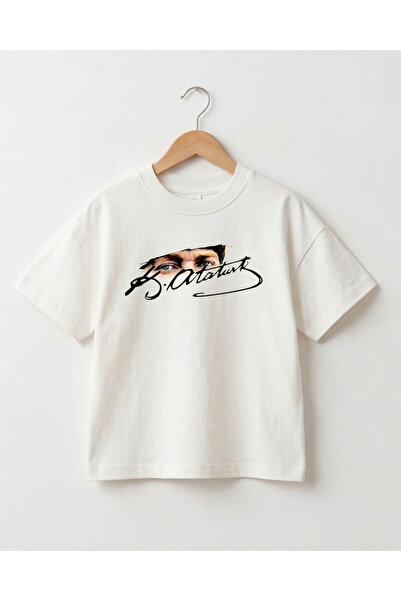 babytex Ataturk Signed Eye Detail Printed Unisex Oversize T-Shirt – 100% Cott...
