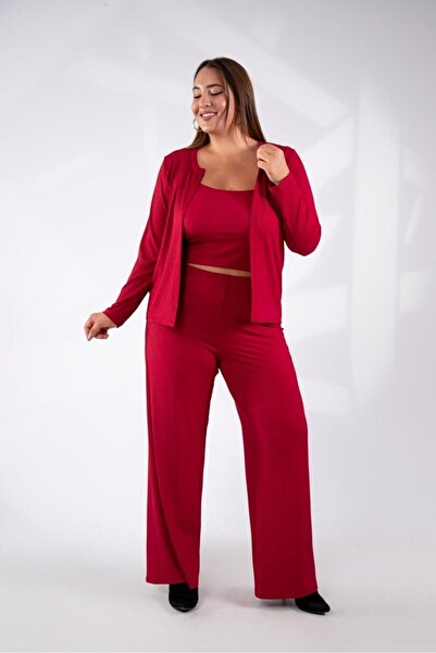 Roxxlen Γυναικείο Σετ 3 τεμαχίων με ραβδώσεις σε μεγάλο μέγεθος