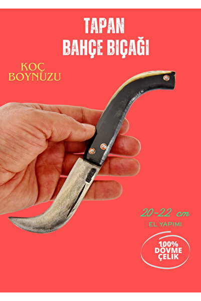 TAPAN BIÇAĞI Tapan Ters Aşı Çakısı 20-22 cm Koç Boynuzu Kara Çelik Siyah