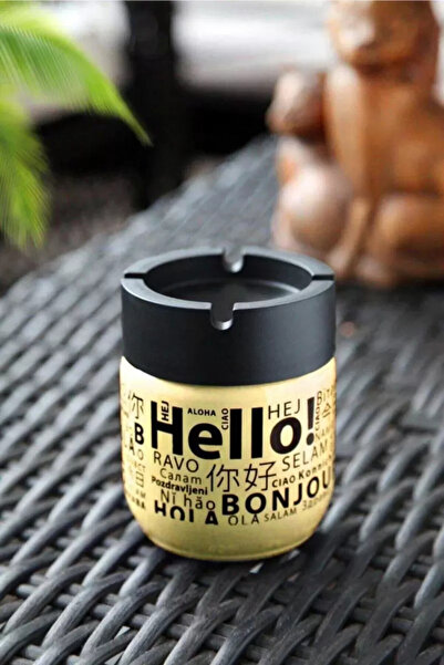 Mestore Glass Odorless Ashtray 425 Cc Hello Patterned Yellow