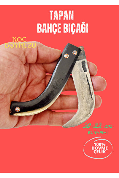 TAPAN BIÇAĞI Tapan Ters Aşı Çakısı 20-22 cm Koç Boynuzu Kara Çelik Siyah