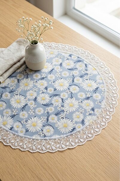 Rona Home Διακοσμητικό στρογγυλό κάλυμμα τραπεζιού και κονσόλας με γαλλικό δα...