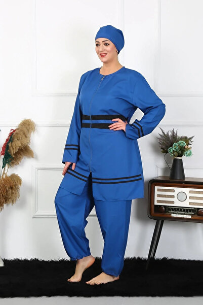Beruflic Plus Size Hijab Swimsuit 7Xl-8Xl-9Xl-10Xl Indigo