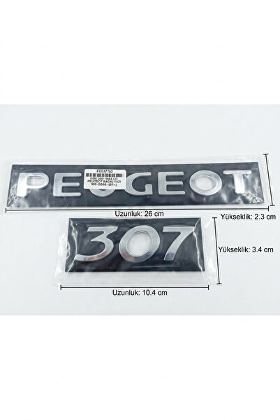 restinal Peugeot 307 Uyumlu Krom Bagaj Yazı Seti - Peugeot ve 307 Logosu Parl...
