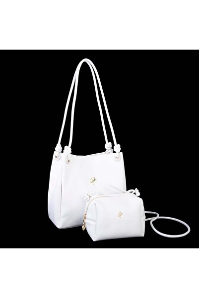 Nas Bag Kadın 2 li Set Omuz ve Çapraz Çanta Beyaz Victoria