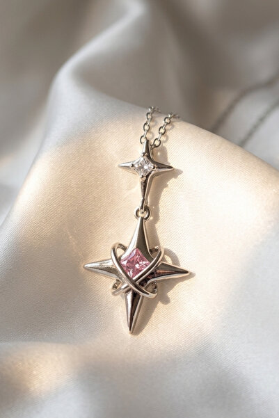 Elifsu Jewelry قلادة ستارجيرل ستار سباركلي نورث ستار من الفولاذ