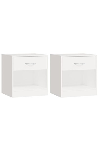 vidaxl Κομοδίνο με Συρτάρι 2 τεμ. Λευκό 242547