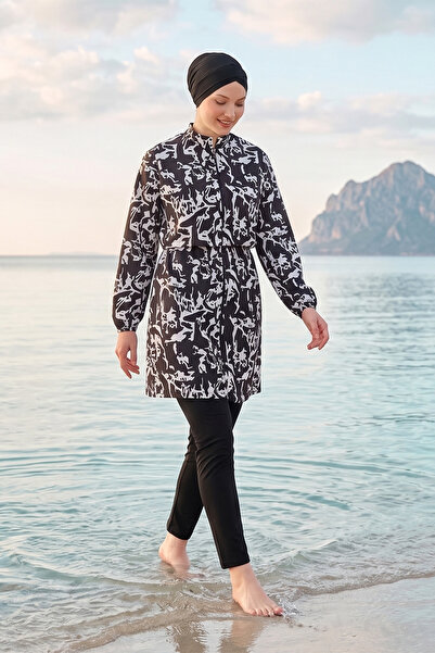 Haliç Mayo Μαγιό με σχέδια, πλήρως καλυμμένο, τεσεττούρ, 08 Μαύρο10