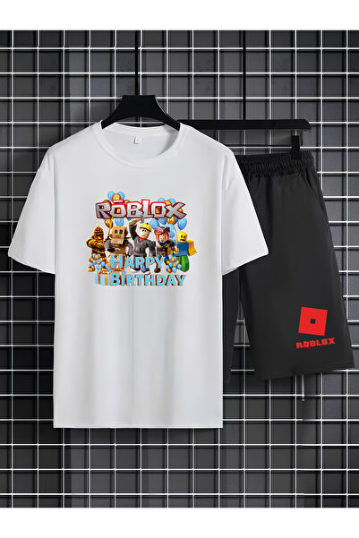 MAGORS طقم تي شيرت وشورت للأطفال مكون من قطعتين مطبوع عليه ROBLOX مصنوع من ال...