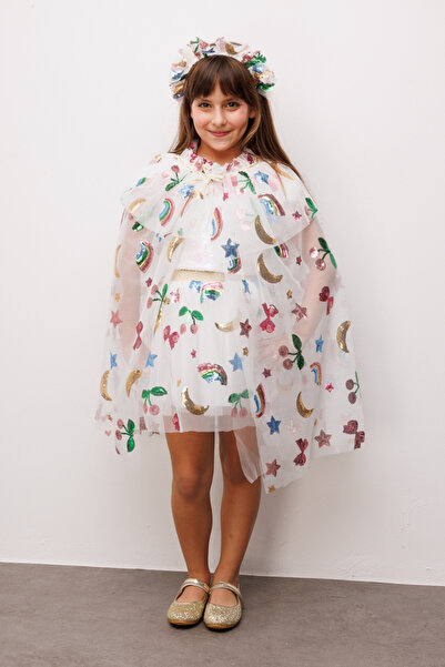 Le Mabelle Σετ κορώνας και κάπα για κορίτσια με σχέδια ουράνιου τόξου και κερ...