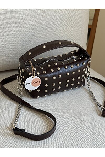 BAGLOVİS Γυναικεία μικροτσάντα χειρός και ώμου με ασημένια λεπτομέρεια Troc κ...