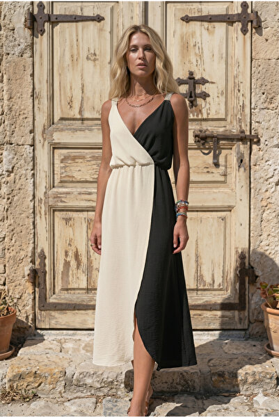 Pasaklı Giyim Γυναικείο μακρύ καλοκαιρινό φόρεμα Airobin Bohemian σε μαύρο κα...