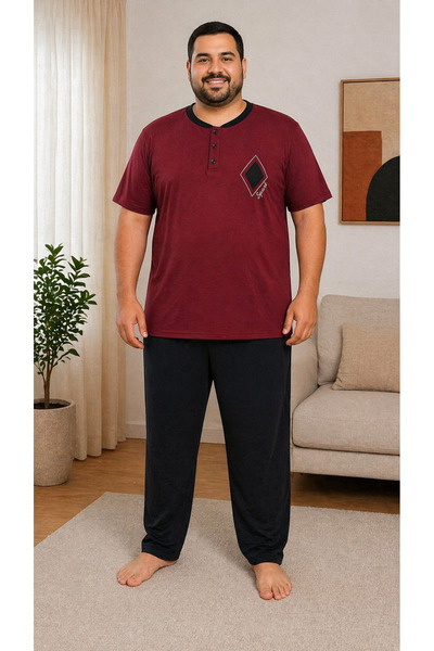 Vesperia Erkek Battal Boy Kısa Kol Pamuklu Pijama Takımı