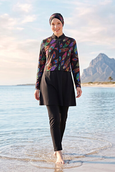 Haliç Mayo Μαγιό Τεσσέττουρ με σχέδιο φτερών σε μεγάλο μέγεθος, πλήρως καλυμμ...