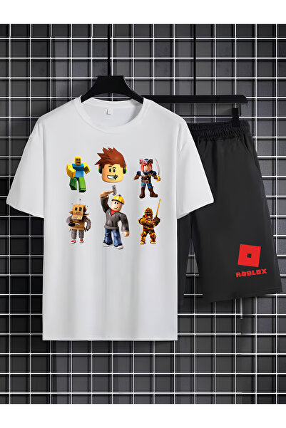 MAGORS طقم تي شيرت وشورت للأطفال مكون من قطعتين مطبوع عليه ROBLOX مصنوع من ال...