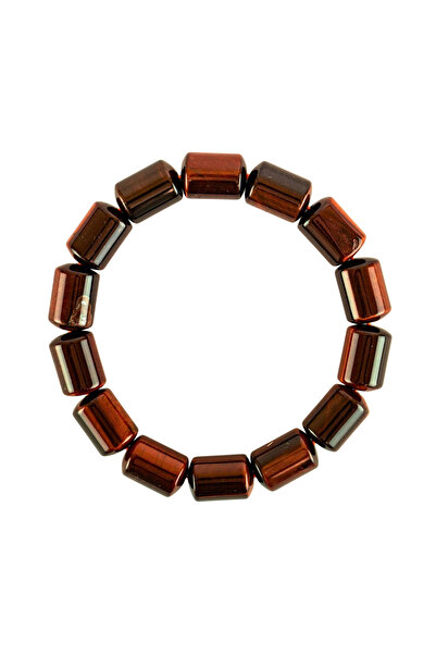 Zeynep Büyükbay Red Tiger's Eye Natural Stone Bracelet (10mm Pipe Cut)