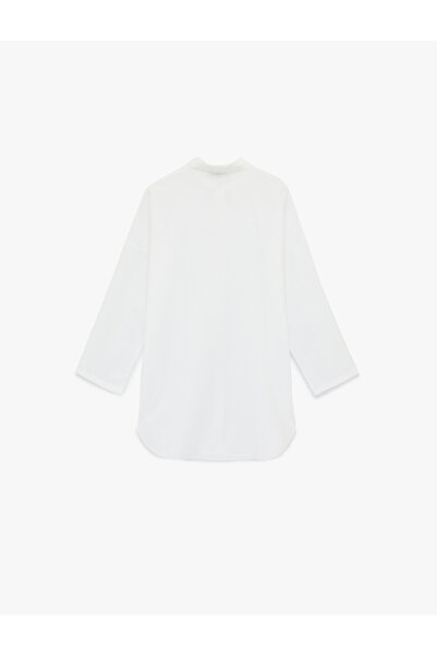 Koton Άνετο εφαρμοστό μακρυμάνικο πουκάμισο φόρεμα παραλίας Βαμβάκι