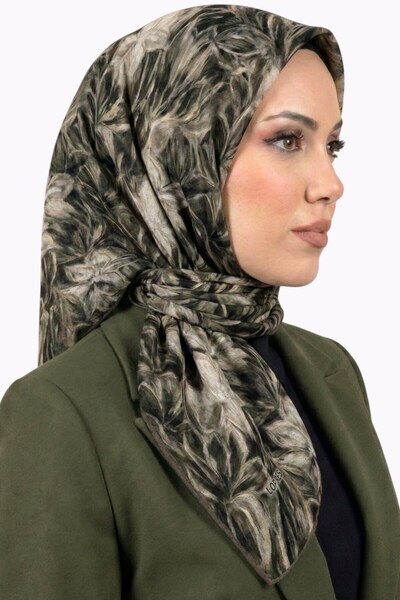 hadiora وشاح نسائي ناعم من القطن العضوي بنقشة زهور كاكي