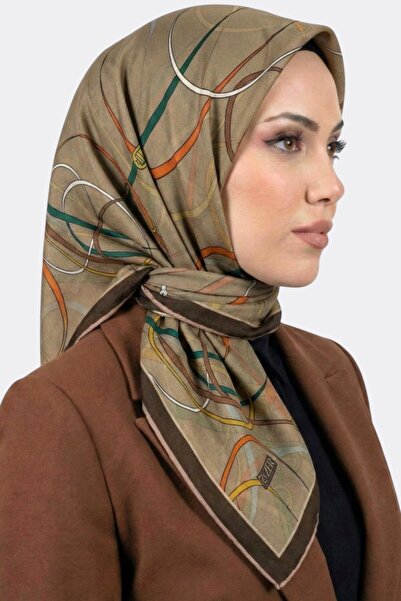 hadiora وشاح نسائي ناعم من القطن العضوي بنمط حزام كريمي
