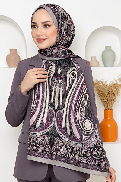 hadiora Women's Purple Mink Shawl Patterned Organic Cotton Soft Shawl