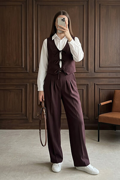 MODAQU Σετ Γιλέκο και Παντελόνι - Σκούρο Μπορντό