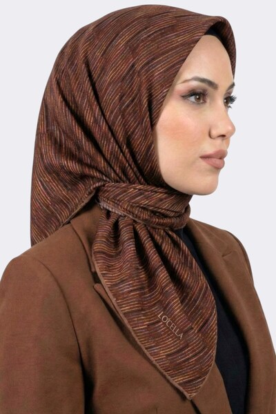 hadiora Women's Orange Stripe Patterned Organic Cotton Soft Scarf