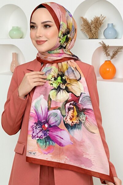 hadiora Women's Red Pink Orchid Patterned Soft Shawl