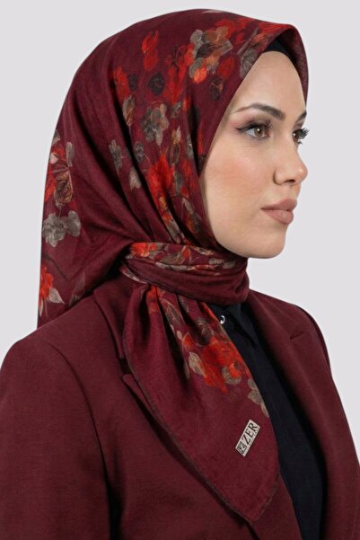 hadiora Women's Red Floral Patterned Organic Cotton Soft Scarf