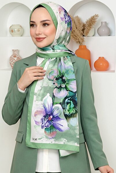 hadiora Women's Water Green Orchid Patterned Soft Shawl
