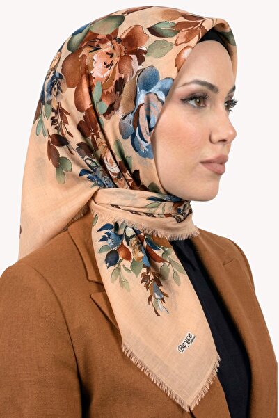 hadiora وشاح نسائي مزين بالزهور من فرو المنك 6504