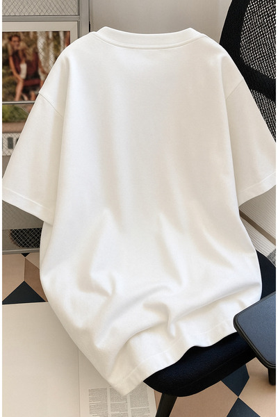 warn Tricou oversize unisex cu imprimeu panglică, alb-negru, de vară, pentru copii - Mărimi mari