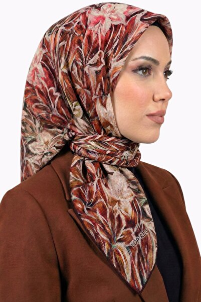 hadiora وشاح نسائي ناعم من القطن العضوي بنقشة زهور حمراء