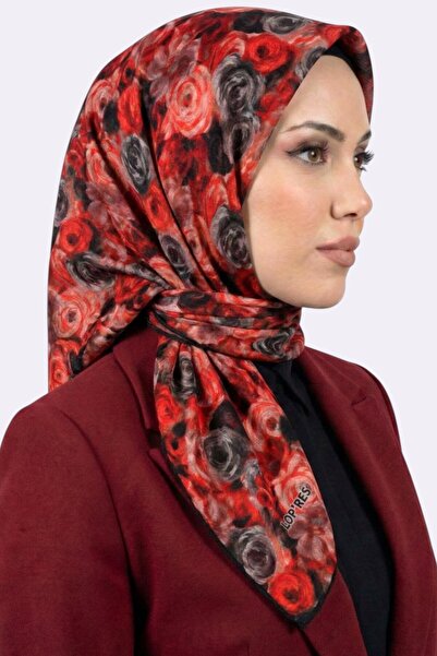 hadiora وشاح نسائي ناعم من القطن العضوي بنقشة الورد الأحمر
