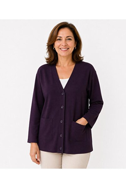 Nacar Yeni Sezon Anneler Günü Önü Düğmeli Likralı Penye Tensel Kumaş Anne Ceket