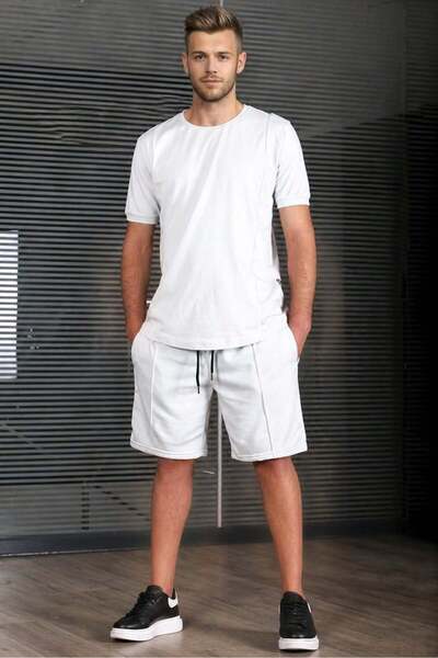 Madmext Λευκό ανδρικό σετ σορτς 5213