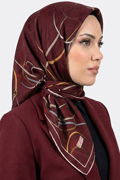 hadiora وشاح نسائي ناعم من القطن العضوي بنمط حزام بلون بورجوندي