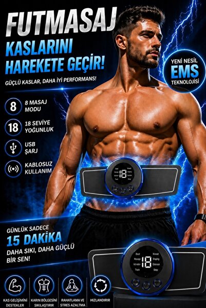 Uniquem EMS Kol Bacak Karın Kası Masaj Aleti 8 Mod 18 Seviye USB Şarjlı 201 T...