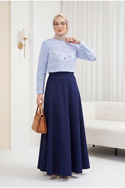 HİJABAYA Πλεκτό πουλόβερ με κεντητό διάτρητο σχέδιο λουλουδιών