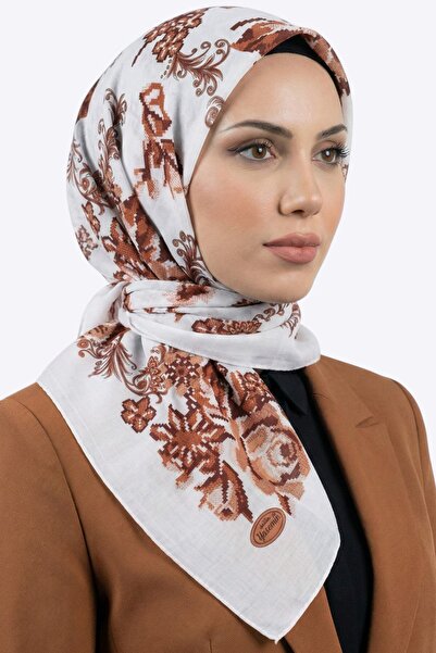 hadiora قلم حبر جاف نسائي أبيض برتقالي مزين بنمط التطريز المتقاطع