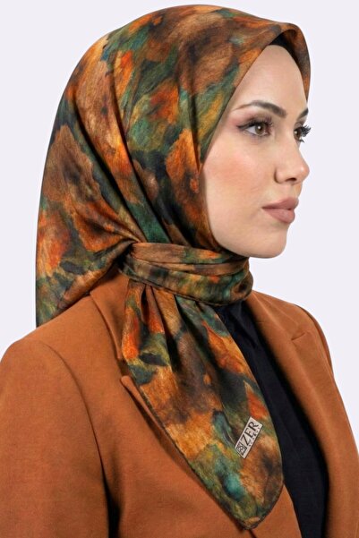 hadiora Women's Orange Floral Patterned Organic Cotton Soft Scarf
