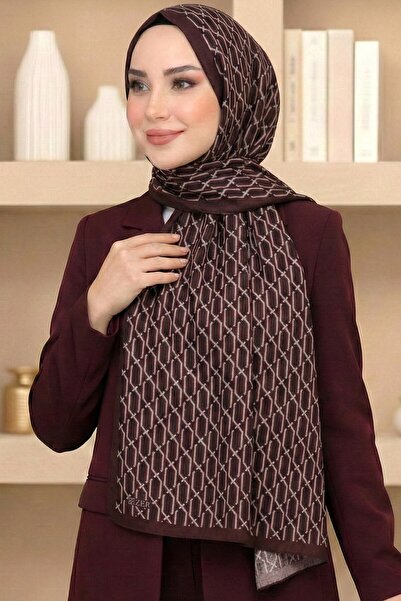 hadiora Women's Burgundy Geometric Pattern Organic Cotton Soft Shawl