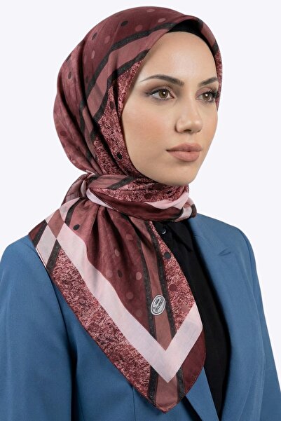 hadiora Women's Burgundy Polka Dot Stitched Writing Scarf