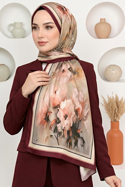 hadiora Women's Red Gray Floral Patterned Soft Shawl