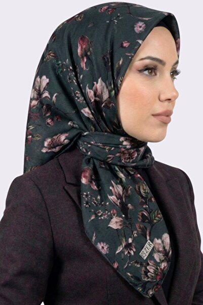 hadiora وشاح نسائي ناعم من القطن العضوي بنقشة الزهور الخضراء
