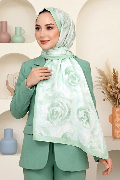 hadiora Women's Water Green Rose Patterned Soft Shawl